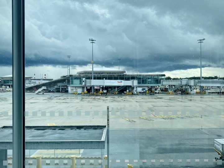 Aircraft through an airport window