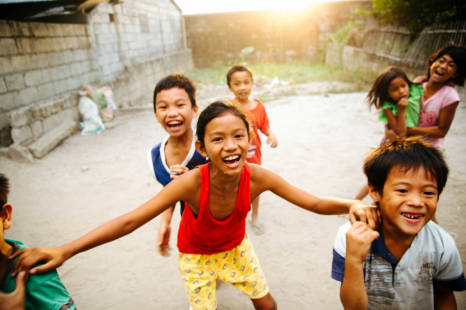 Filipino children laughing together